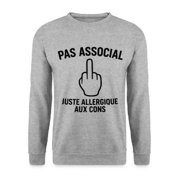 Nicht asozial, nur allergisch gegen Idioten - Unisex Pullover - Weißgrau meliert - Vorne - Alina (178cm) & Michal (187cm)