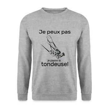 Je peux pas je passe la tondeuse à gazon jardin - Sweat-shirt Unisexe - gris chiné - Devant - Alina (178cm) & Michal (187cm)