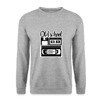 Old School Vintage Disketten-Audio-Videokassette - Unisex Pullover - Weißgrau meliert - Vorne - Alina (178cm) & Michal (187cm)