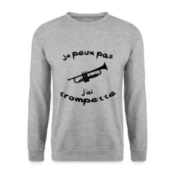 Je peux pas j'ai trompette musique musicien - Sweat-shirt Unisexe - gris chiné - Devant - Alina (178cm) & Michal (187cm)