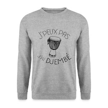 J'peux pas j'ai djembé musique africain percus - Sweat-shirt Unisexe - gris chiné - Devant - Alina (178cm) & Michal (187cm)