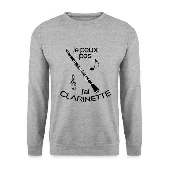 Je peux pas j'ai Clarinette basse jazz sib ou ut - Sweat-shirt Unisexe - gris chiné - Devant - Alina (178cm) & Michal (187cm)