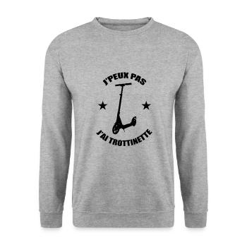 J'peux pas j'ai trottinette électrique freestyle - Sweat-shirt Unisexe - gris chiné - Devant - Alina (178cm) & Michal (187cm)