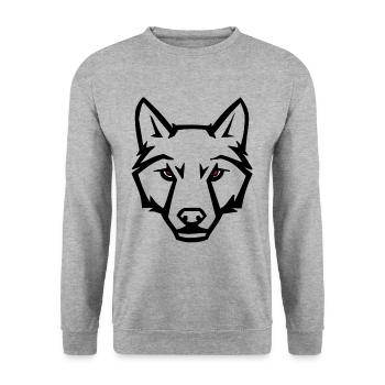 Wolf mit Roten Augen - Unisex Pullover - Weißgrau meliert - Vorne - Alina (178cm) & Michal (187cm)