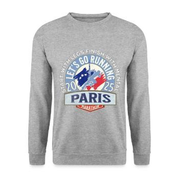 Auf geht's zum Paris-Marathon - Unisex Pullover - Weißgrau meliert - Vorne - Alina (178cm) & Michal (187cm)