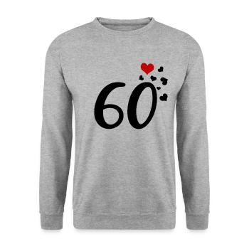 60e anniversaire coeurs 60 - Sweat-shirt Unisexe - gris chiné - Devant - Alina (178cm) & Michal (187cm)