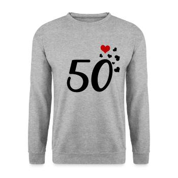 50th birthday anniversary hearts 50 - Unisex Sweatshirt - salt & pepper - Front - Alina (178cm) & Michal (187cm)