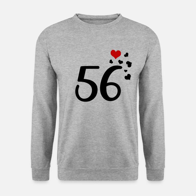 56. Geburtstag Jubiläum Herzen 56 - Unisex Pullover - Weißgrau meliert
