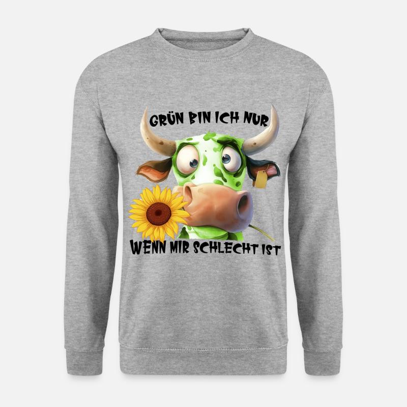FCK GRN Grün bin ich nur wenn mir schlecht ist - Unisex Pullover - Weißgrau meliert