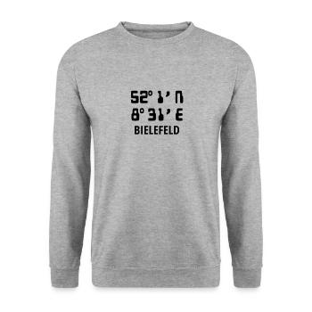 Bielefeld - Unisex Pullover - Weißgrau meliert - Vorne - Alina (178cm) & Michal (187cm)