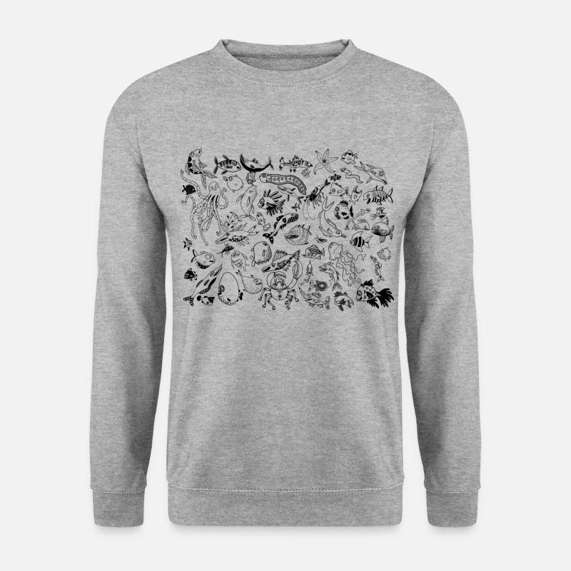 viele Fische - Unisex Pullover - Weißgrau meliert