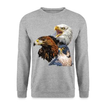 Bald Eagle, Golden Eagle and Peregrine Falcon - Unisex Sweatshirt - salt & pepper - Front - Alina (178cm) & Michal (187cm)