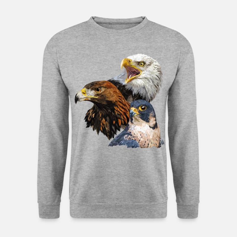 Bald Eagle, Golden Eagle och Peregrine Falcon - Unisextröja - vitgråmelerad