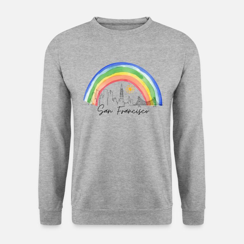 San Francisco Regenbogen Skyline - Unisex Pullover - Weißgrau meliert
