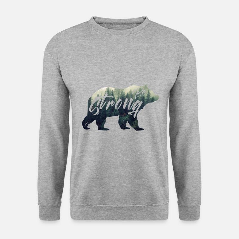 sei stark,be strong. Bär, Wald - Unisex Pullover - Weißgrau meliert
