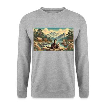 Das Paradies der Otter - Unisex Pullover - Weißgrau meliert - Vorne - Alina (178cm) & Michal (187cm)