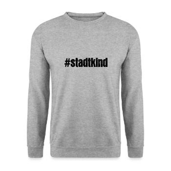 Stadtkind - Unisex Pullover - Weißgrau meliert - Vorne - Alina (178cm) & Michal (187cm)