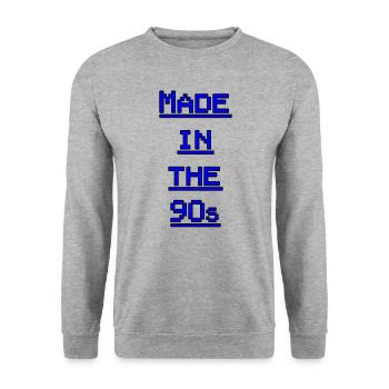 Made90sblau - Unisex Pullover - Weißgrau meliert - Vorne - Alina (178cm) & Michal (187cm)