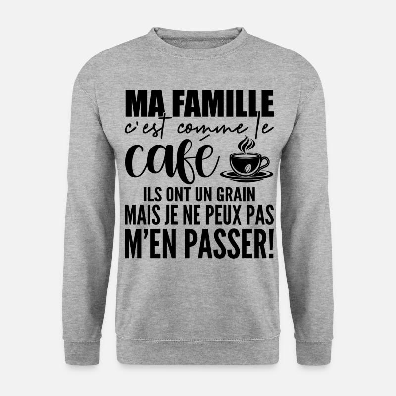 Meine Familie ist wie Kaffee - Unisex Pullover - Weißgrau meliert