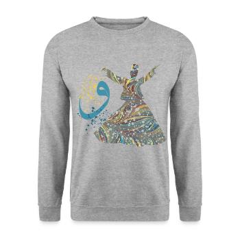 derwisch e 201 - Unisex Pullover - Weißgrau meliert - Vorne - Alina (178cm) & Michal (187cm)