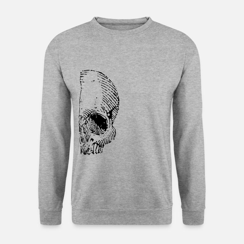 Skizzenhafter Schädel - Unisex Pullover - Weißgrau meliert