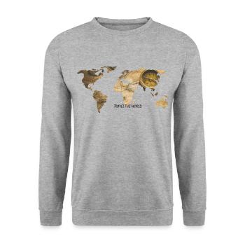 WORLD MAP - Unisex Pullover - Weißgrau meliert - Vorne - Alina (178cm) & Michal (187cm)