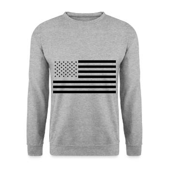 USA Amerika Flagge Vereinigte Staaten America - Unisex Pullover - Weißgrau meliert - Vorne - Alina (178cm) & Michal (187cm)