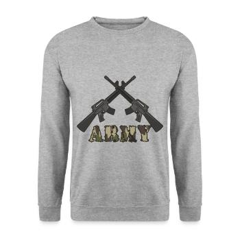 ARMY army military weapon - Unisex Sweatshirt - salt & pepper - Front - Alina (178cm) & Michal (187cm)