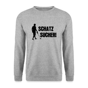 Schatzsucher - Unisex Pullover - Weißgrau meliert - Vorne - Alina (178cm) & Michal (187cm)