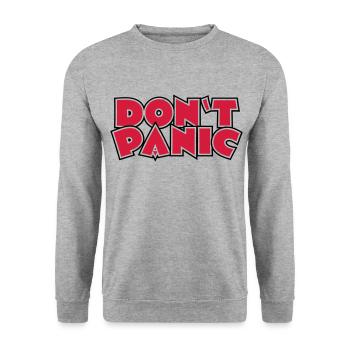 113 Don't Panic - Unisex Pullover - Weißgrau meliert - Vorne - Alina (178cm) & Michal (187cm)