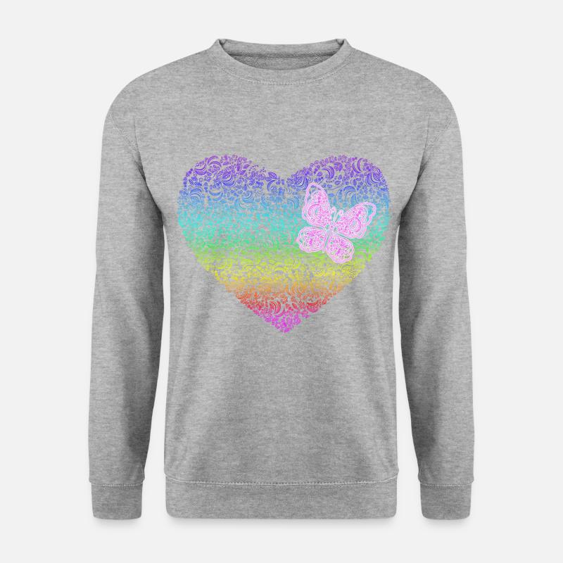 Schmetterling Herz Valentinstag 2022 - Unisex Pullover - Weißgrau meliert