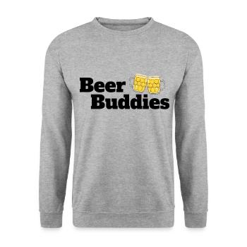 Beer Buddies - Unisex Pullover - Weißgrau meliert - Vorne - Alina (178cm) & Michal (187cm)