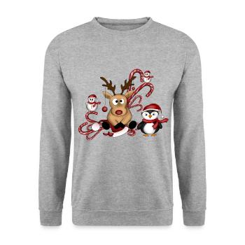 Reindeer penguin snowmen - Unisex Sweatshirt - salt & pepper - Front - Alina (178cm) & Michal (187cm)