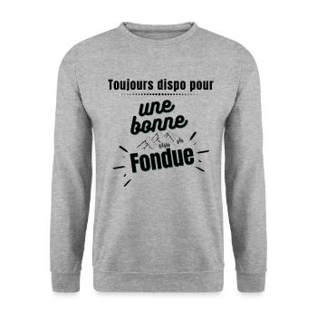 Toujours dispo pour une bonne Fondue - Sweat-shirt Unisexe - gris chiné - Devant - Alina (178cm) & Michal (187cm)