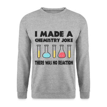Chemie Scherz, Es gab keine Reaktion - Unisex Pullover - Weißgrau meliert - Vorne - Alina (178cm) & Michal (187cm)