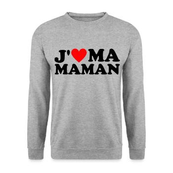 J' aime ma maman cadeau fête des mères - Sweat-shirt Unisexe - gris chiné - Devant - Alina (178cm) & Michal (187cm)