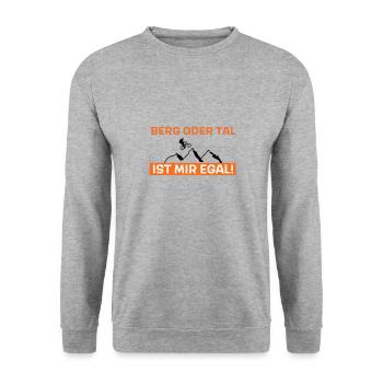 Berg oder Tal ist mir egal - Unisex Pullover - Weißgrau meliert - Vorne - Alina (178cm) & Michal (187cm)