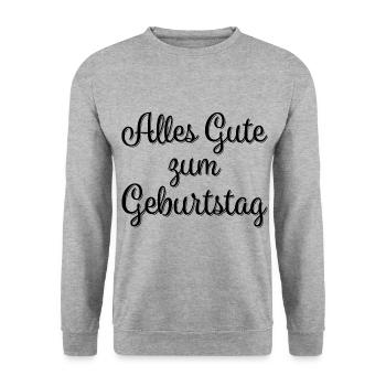 Alles Gute Zum Geburtstag Geburtstagsgruß - Unisex Pullover - Weißgrau meliert - Vorne - Alina (178cm) & Michal (187cm)