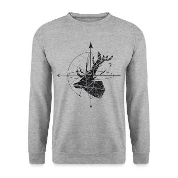 Deer geometry - Unisex Sweatshirt - salt & pepper - Front - Alina (178cm) & Michal (187cm)
