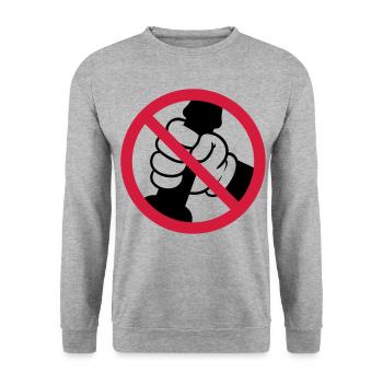 Plakat, wichsen verboten, JGA - Unisex Pullover - Weißgrau meliert - Vorne - Alina (178cm) & Michal (187cm)