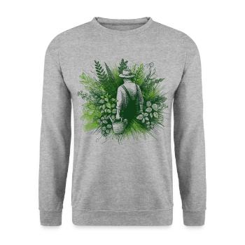 Chuchoteur de plantes - Sweat-shirt Unisexe - gris chiné - Devant - Alina (178cm) & Michal (187cm)