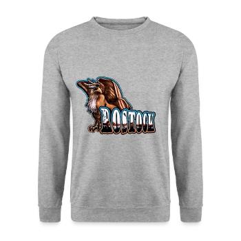 Rostock Greif Design | Yolo-Artwork - Unisex Pullover - Weißgrau meliert - Vorne - Alina (178cm) & Michal (187cm)