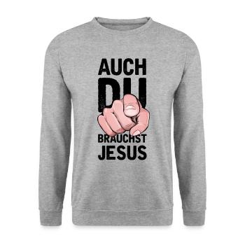 Christ Jesus Christus Katholisch Religion Geschenk - Unisex Pullover - Weißgrau meliert - Vorne - Alina (178cm) & Michal (187cm)
