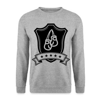 Boxing Boxing Gloves Shield - Unisex Sweatshirt - salt & pepper - Front - Alina (178cm) & Michal (187cm)