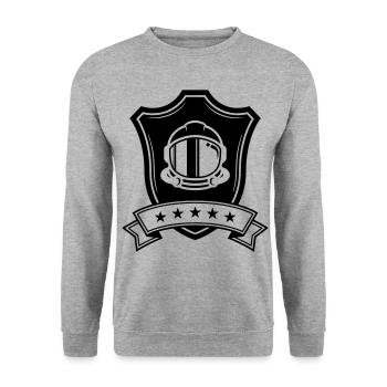Astronaut Icon Coat of Arms - Unisex Sweatshirt - salt & pepper - Front - Alina (178cm) & Michal (187cm)