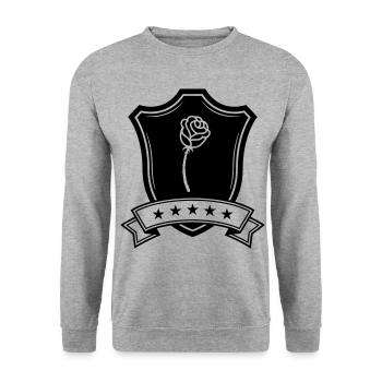 Rose Shield - Unisex Sweatshirt - salt & pepper - Front - Alina (178cm) & Michal (187cm)