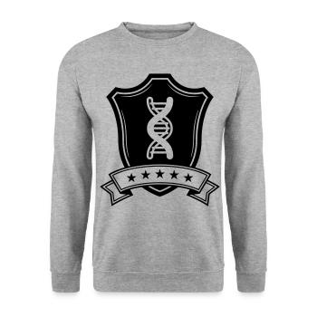 Dna Wappen - Unisex Pullover - Weißgrau meliert - Vorne - Alina (178cm) & Michal (187cm)