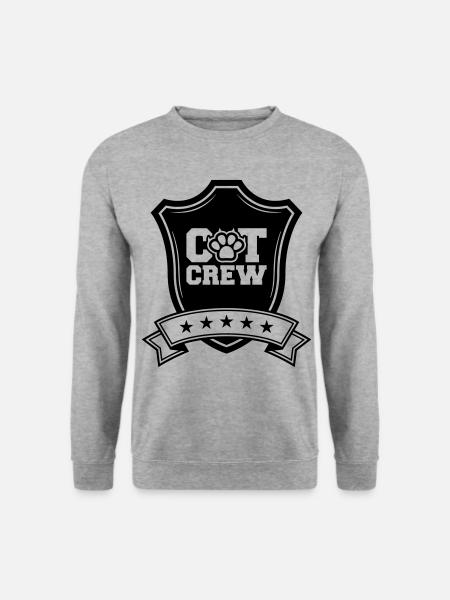 Cat Crew Wappen - Unisex Pullover - Weißgrau meliert