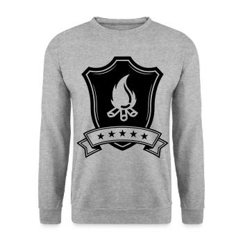 Armoiries du feu de camp - Sweat-shirt Unisexe - gris chiné - Devant - Alina (178cm) & Michal (187cm)