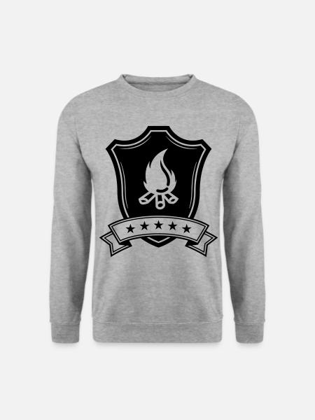 Lagerfeuer Wappen - Unisex Pullover - Weißgrau meliert